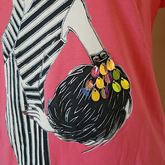 Chic woman spangle embellished coral top•Sm - Picture 7 of 12